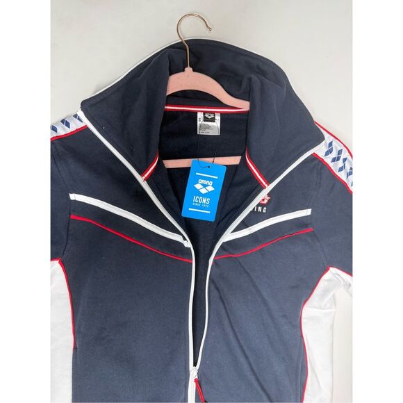 NWT Arena Men's Mark Spitz  Full Zip Jacket Navy-White  Size XS See Description - Picture 8 of 13